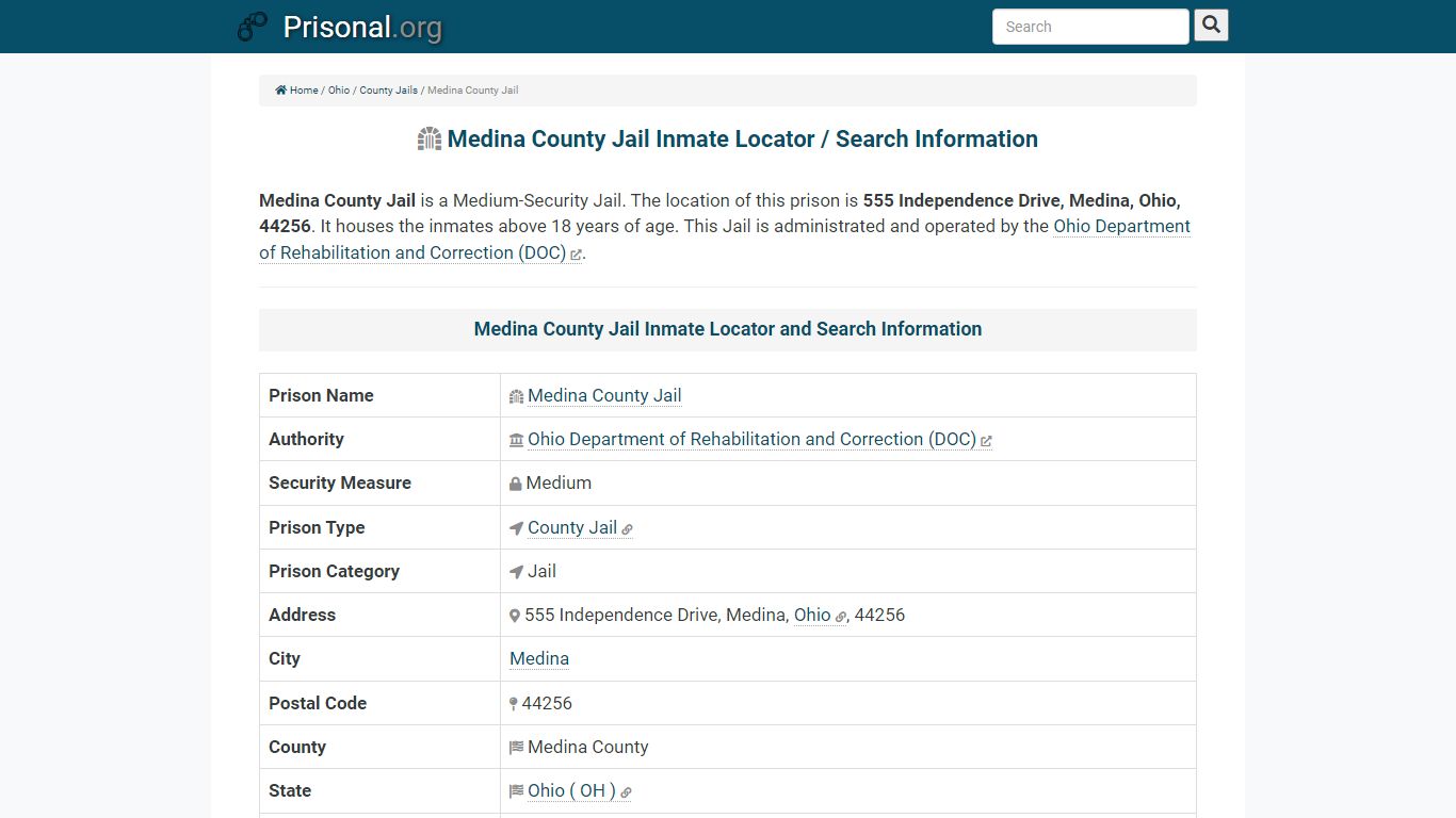 Medina County Jail-Inmate Locator/Search Info, Phone, Fax ...