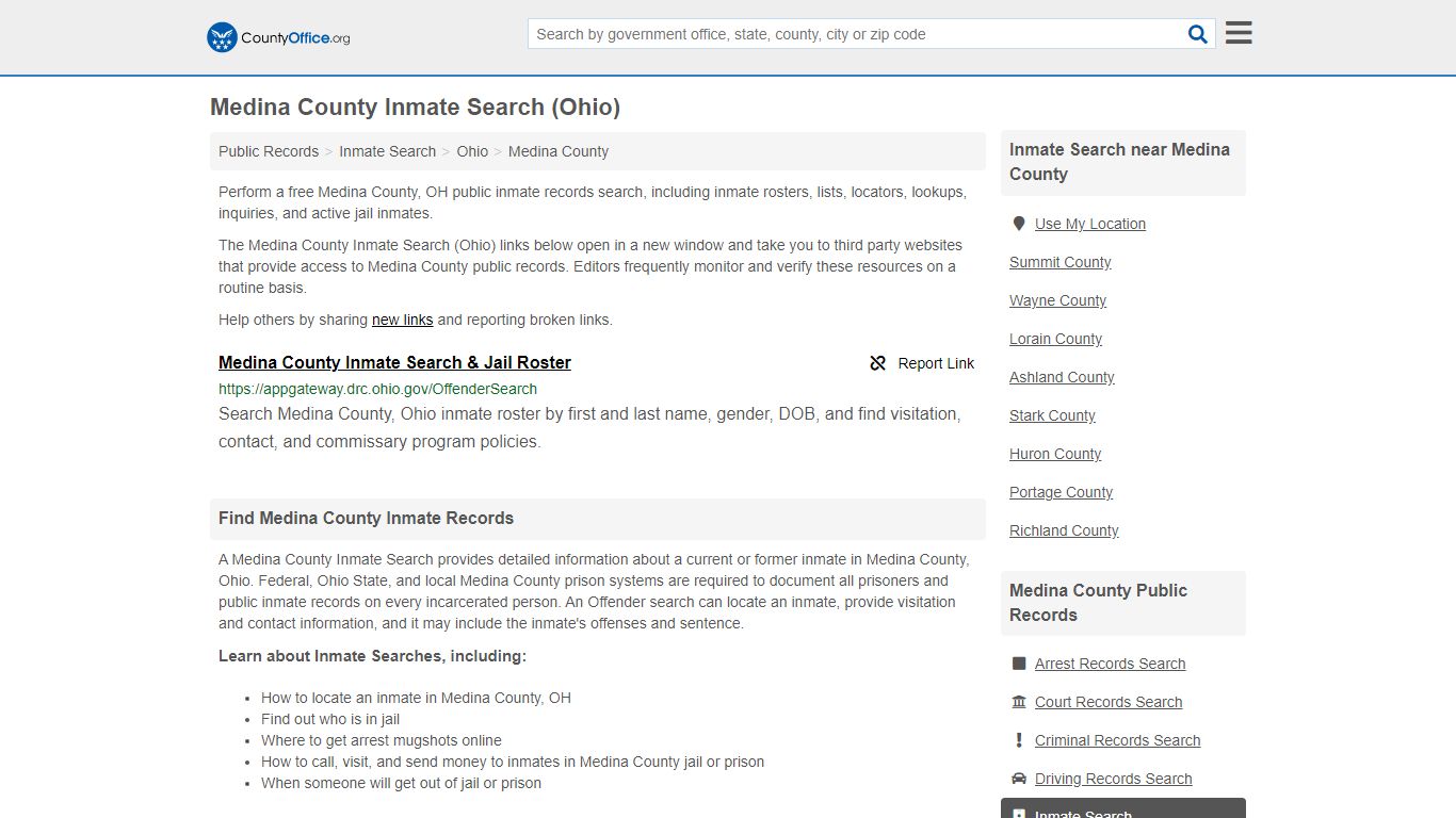 Inmate Search - Medina County, OH (Inmate Rosters & Locators)